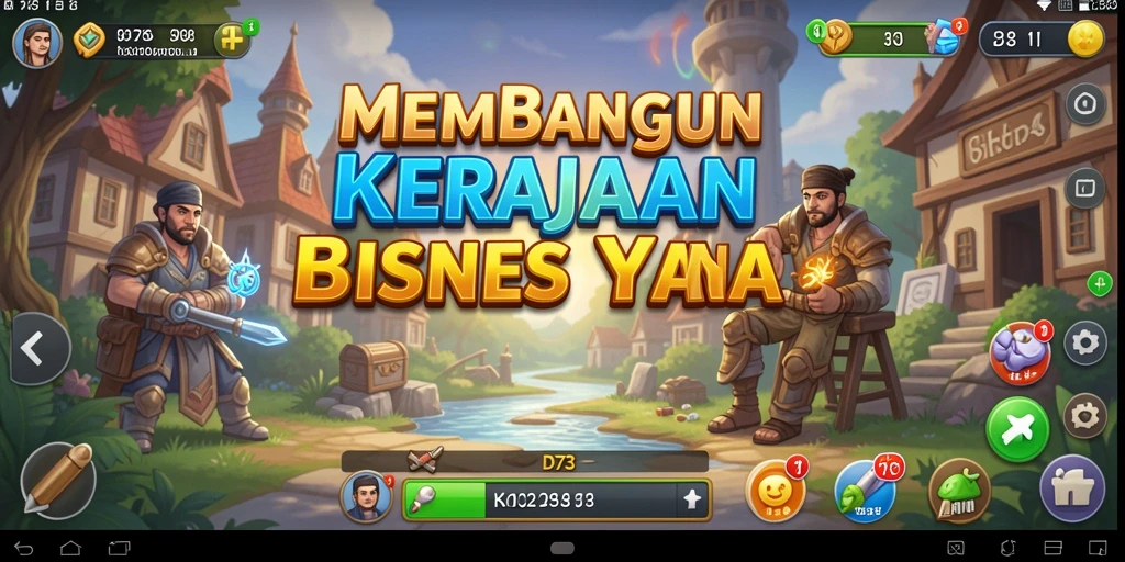 Tampilan gameplay D73 yang memukau menampilkan manajemen bisnis.