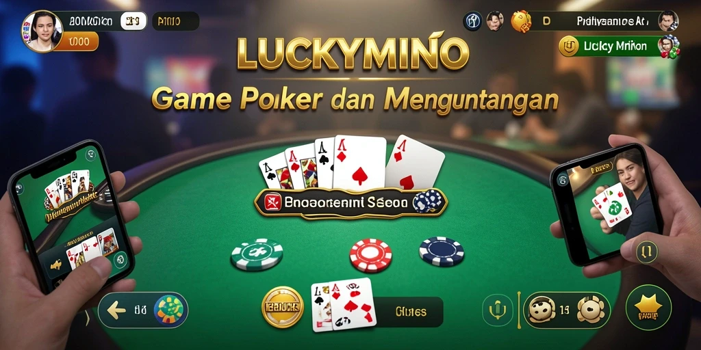 Screenshot utama LUCKYMINO menampilkan aksi poker yang mendebarkan.