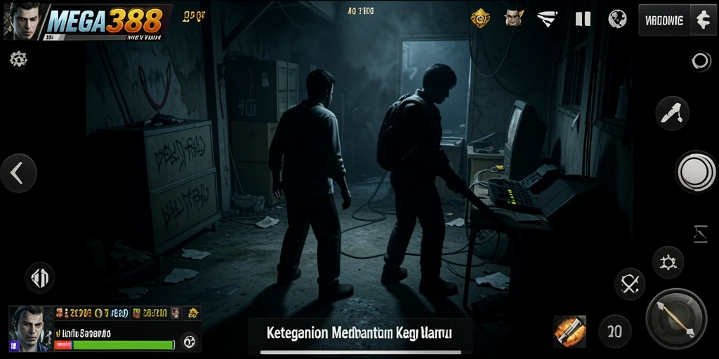 Screenshot gameplay menampilkan suasana horor yang mencekam.