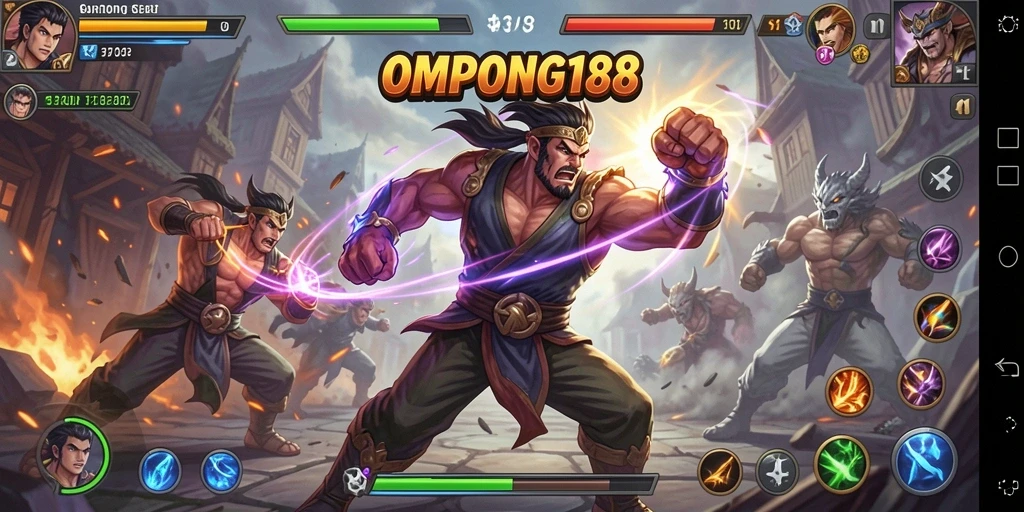 Tampilan action-packed gameplay dari OMPONG188 saat pertarungan berlangsung.